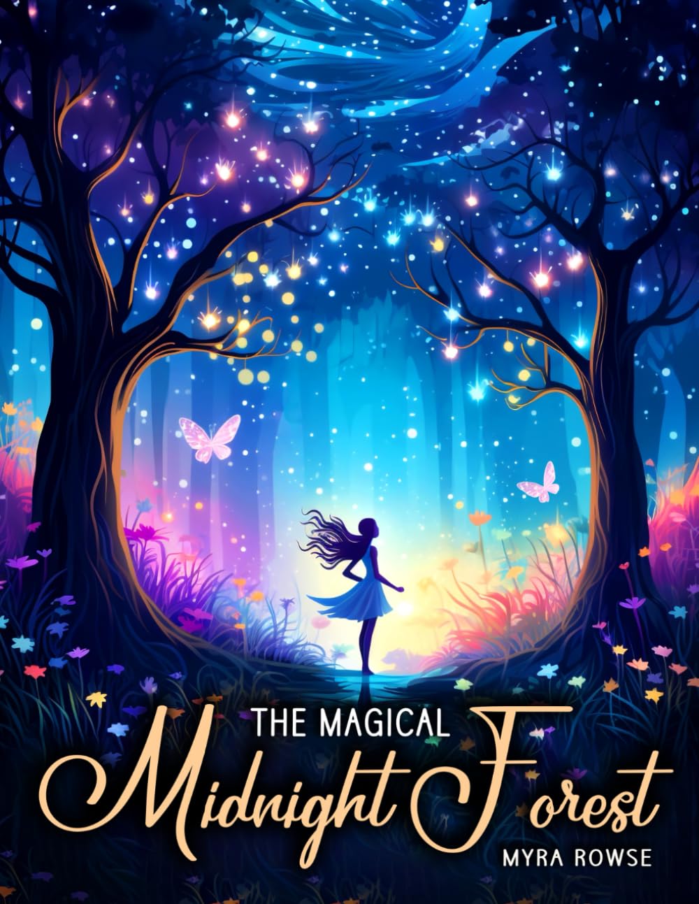 The Magical Midnight Forest: A Black Background Coloring Book for Adults Featuring Fantasy Creatures, Woodland Animals, Whimsical Fairies, Relaxing Landscapes and More Mathematics