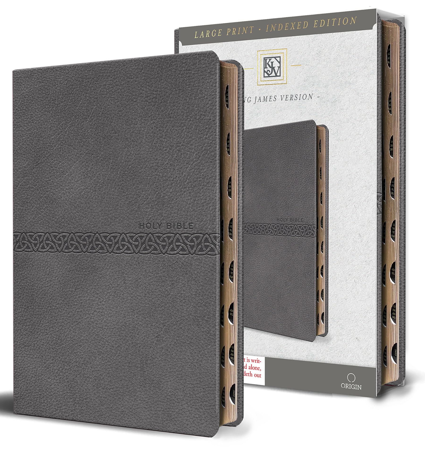KJV Holy Bible, Large Print Medium format, Gray Faux Leather with Ribbon Marker, Red Letter, thumb Index: King James Version, Medium Format, Gray ... Index (KJV Medium Size Large Print Editions) Religion & Esotericism