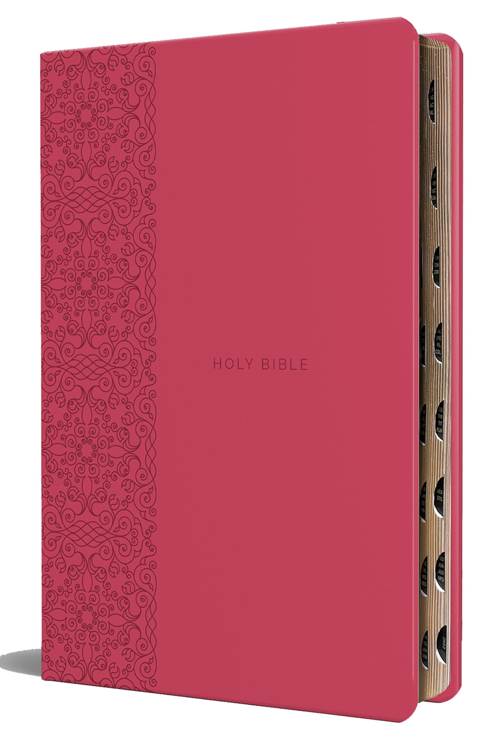KJV Holy Bible, Large Print Medium Format, Fuchsia Faux Leather W/Ribbon Marker, Red Letter, Thumb Index Religion & Esotericism