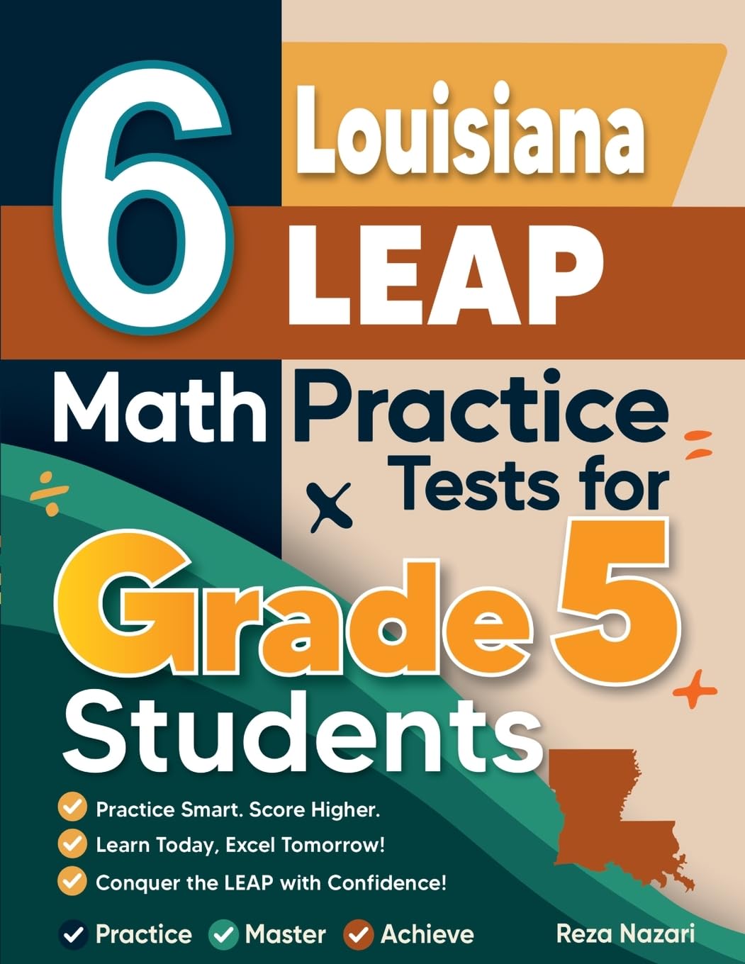 6 Louisiana LEAP Grade 5 Math Practice Tests Books