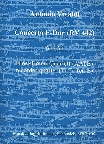 Konzert F-Dur RV442: für 4 Blockflöten (AATB) (Ensemble) Music