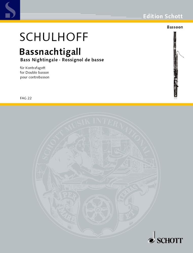 Bassnachtigall: 3 Vortragsstücke. op. 38. Kontrafagott. (Edition Schott) Sheet Music