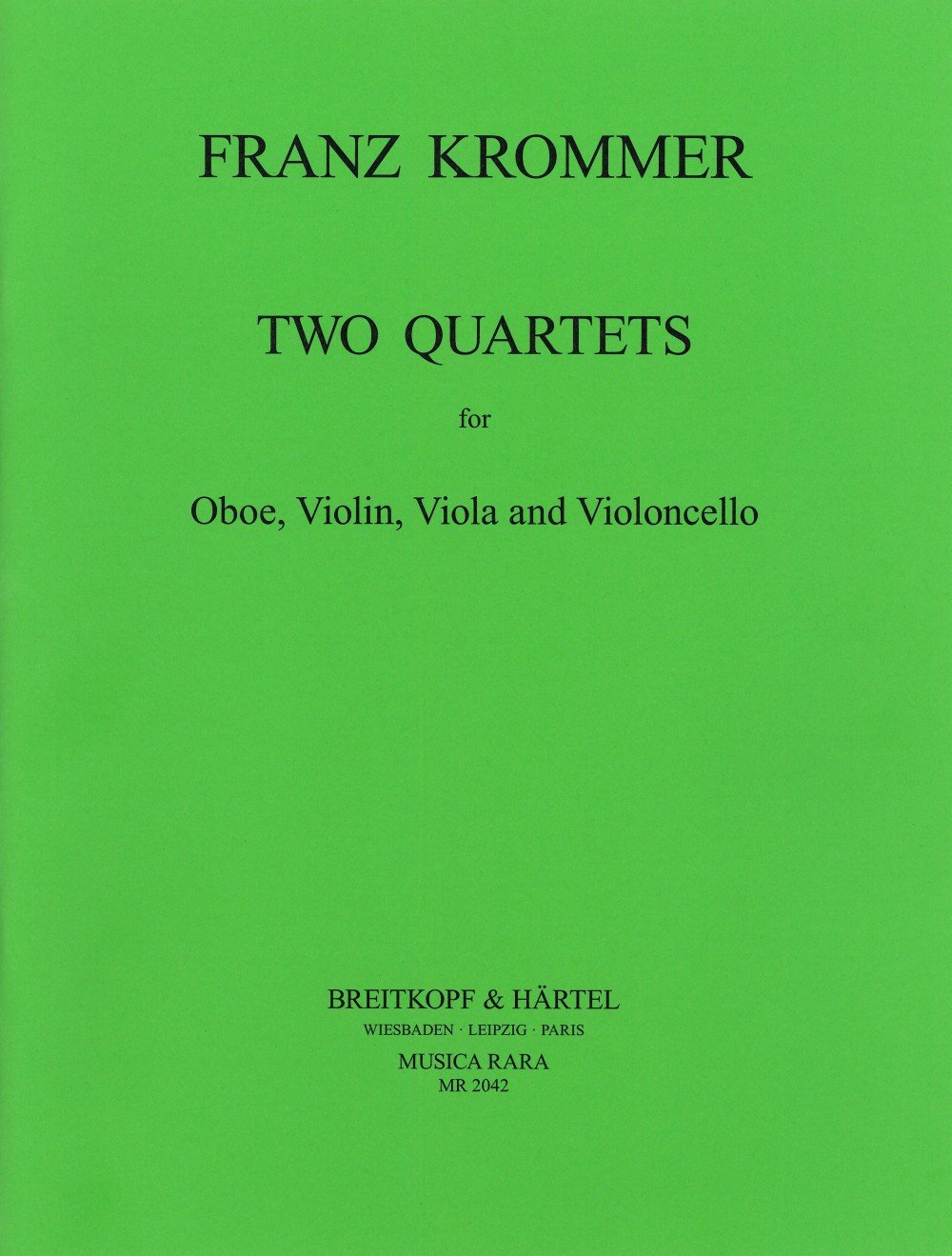 2 Quartette in C und F für Oboe, Violine, Viola, Cello (MR 2042) Sheet Music